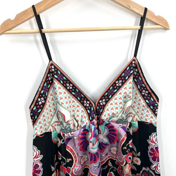 Vintage ICE y2k satlin mini slip dress bright colorful floral indie sleaze 6 - Picture 6 of 14